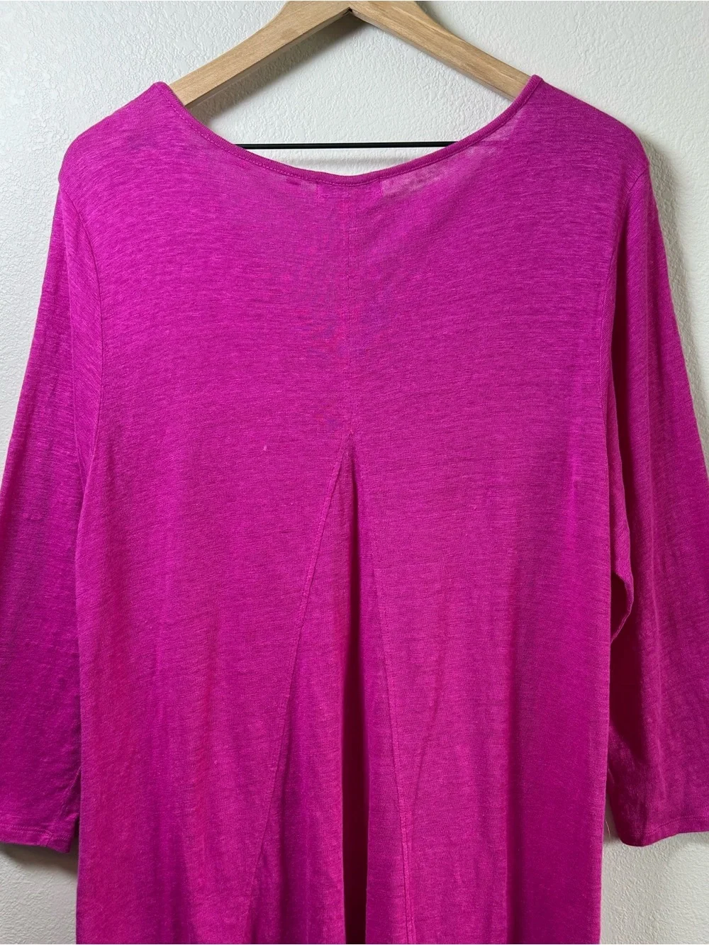 Habitat Linen Magenta Pink V Neck Long Sleeve Tunic Top Lagenlook Front Pockets